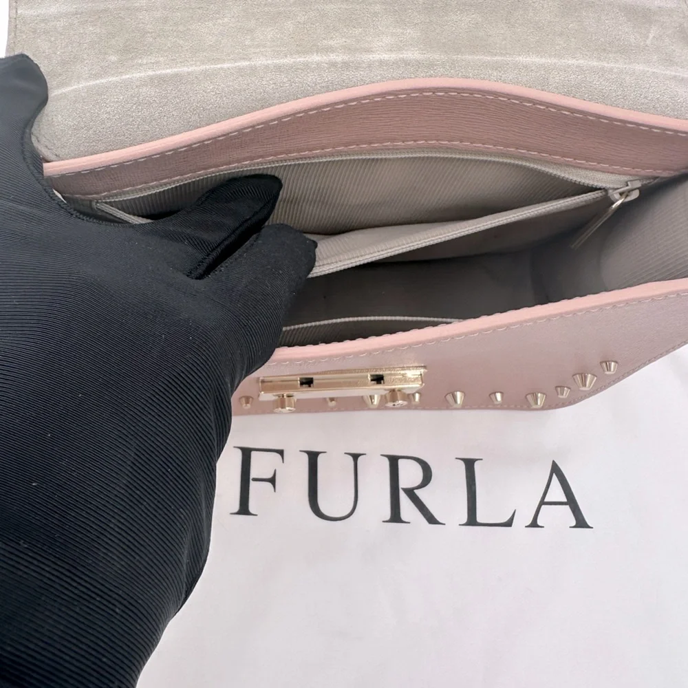 NWOT Furla Julia Pink Studded Bag